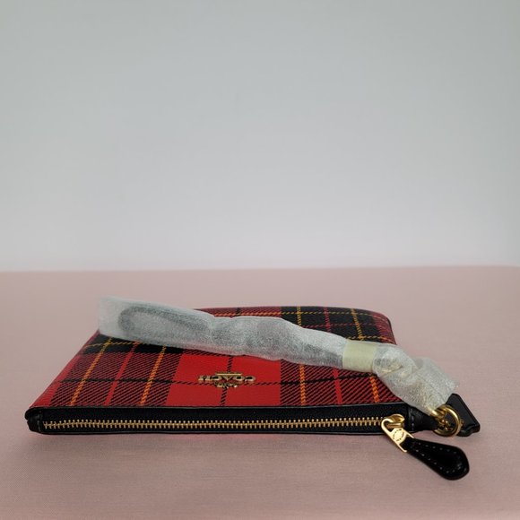 COACH Small Printed Plaid Coated Canvas Wristlet- Red Multi $75. ⭐ - Picture 10 of 16